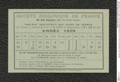 Nachlass Franz Steindachner, Karte von der Société Zoologique de France (1909), Inv.Nr. 239.08, Seite 1